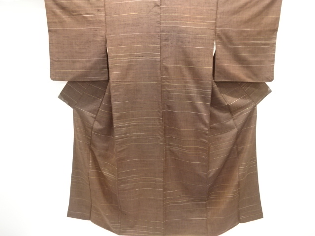 JAPANESE KIMONO / ANTIQUE KIMONO / SILK / TSUMUGI / WOVEN STRIPE